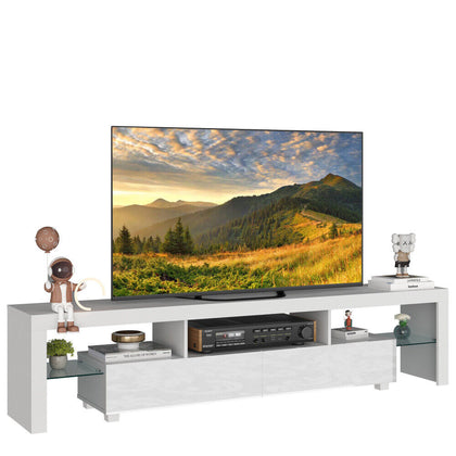 160cm TV Unit Cabinet Stand White High Gloss Front & Matt Body RGB LED Lights