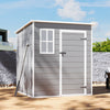 Grey Large Plastic Garden Shed Outdoor Storage Shed w/ Door and Window 181x183cm