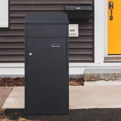 Large Parcel Post Drop Steel Box Outdoor Lockable Letter Mail Package Box w/ Key