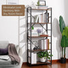 Vintage 5Tier Bookshelf Rustic Wood Metal Storage Bookcase Display Shelving Unit