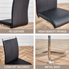 Dining Chairs Set of 4 Black PU Cantilever Chairs with High Back and Chrome Legs