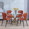 Round Clear Tempered Glass Dining Table Golden Chromed Legs Dining Room Kitchen
