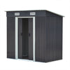 4ft x 6ft Pent Roof Garden Shed Dark Grey Outdoor Storage Small House Steel Base