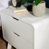 2 Drawer Bedside White Scandi Legs Bedroom Furniture Nightstand End Table Unit