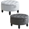 Linen Folding Ottoman Storage Box Wooden Legs Pouffe Footstool Coffee Tea Table