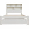 Single Bed Frame, White 3ft Wooden Storage Bed with Shelves and Underbed Drawer