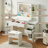 Dressing Table Set Vanity Desk with LED Light Mirror Stool Drawers Bedroom White