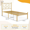 3FT Single Metal Bed Frame Heavy-duty Slatted Platform Bed w/Headboard-Golden