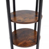 3 Tier Industrial End Table Wooden Round Side Table Nightstand with Metal Legs