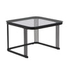 Coffee Table Square Nest of Tables Side Table with Metal Frame Legs & Glass Top
