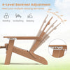 Folding Adirondack Chair Fire Pit Chair with Adjustable Backrest Brown