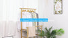 Bamboo Clothes Rail Double Hanging Garment Rack Storage Shelf W/ Wheels