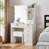 Vanity Set Makeup Table with Lighted Mirror Dressing Table 6Drawer Dresser Desk