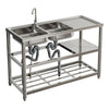 Catering Sink Stainless Steel Bowls Commercial Kitchen Right/Left Hand Drainer