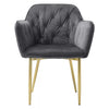 Set of 2/4 Grey Modern Velvet Kitchen Dining Chairs Soft Padded Seat Metal Legs