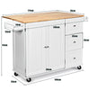 Rolling Kitchen Island Cart Large Storage Trolley Cabinet Extendable Countertop
