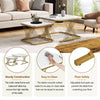 Set of 2 Fuax Marble Nesting Coffee Table Square Side End Tables with Metal Legs