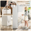 Bathroom Tall Cabinet Slim Storage Unit Tilt Out Laundry Hamper Floor White