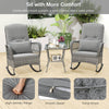 3-Piece Outdoor Rocking Chair Set With Cushions & Pillow-Grey