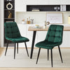 2PCs Velvet Dining Chairs Square Seat Design Dining Room chairs Green