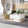 Coffee Table with LED, High-Gloss Tea Table With Drawer Living Room Furniture