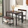 Wood Dining Table and 2 Chair with Bench 4 in 1 Restaurant Kitchen Furniture Set