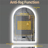 Arched LED Wall Mirror for Bathroom Backlit Anti-fog Time,Temp.Display Bluetooth