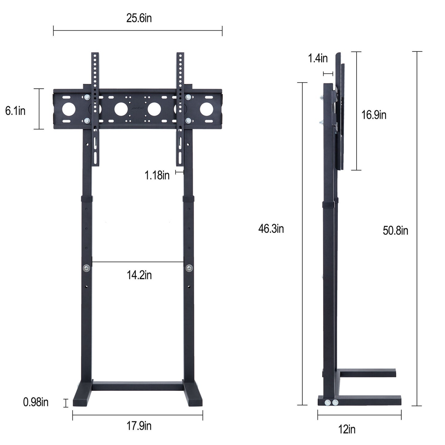 117/132cm Tall Floor TV Stand with Bracket Mount 32-100 Inch Height Adjustable