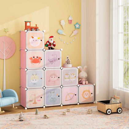 12-Cube Baby Closet Portable Kids Wardrobe-Pink
