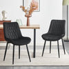 2pcs Dining Chairs Set Black Velvet Diamond Back Padded Seat Restaurant Chair