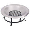 Outdoor Fire Pit with Grill Stainless Steel Garden Burning Fireplace