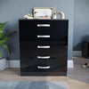 High Gloss Chest Of Drawers Bedside Cabinet Tall Wide Storage Bedroom Furniture