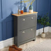 2 Door Shoe Cabinet Graphite Grey Oak Hallway Storage Cupboard