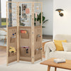Folding Display Stand Boho Wooden Space Separator-Natural