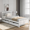 4ft6 3ft White Solid Pine Wooden Bed Frame with 2 Drawers Storage Single Double