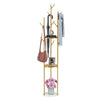 Metal Hall Tree Clothes Stand Coat Rack Hat Handbag Hanger with 3 Shelves