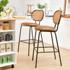 2Pcs Bar Stools Bistro Counter Height Stool Faux Leather Modern Dining Chair