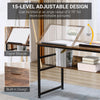 Tiltable Drafting Table Home Office Computer Desk w/ Shelf, Rustic Brown