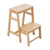 Folding 2-Step Stool Bamboo Wood Adult Kid Step Ladder Chair Stool Display Stand