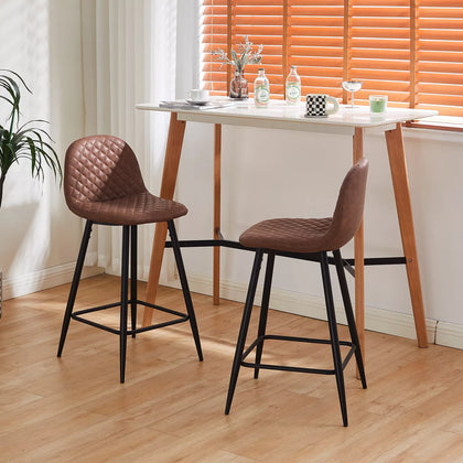2X Faux Leather Bar Stool Pub Chairs Breakfast Dining Room Pub Modern