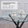 90cm Clear Tempered Glass Dining Table Home Furniture Cafe Lounge Recept Table