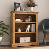 Corona Bookcase 3 Shelf Small Low Storage Living Room Waxed Pine