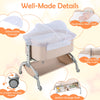 Baby Bassinet Bedside Sleeper with Lockable Wheel & Storage Basket-Beige