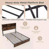 King Size Bed Frame Heavy Duty Metal Platform Bed w/Charging Station