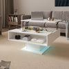 Square Coffee Table with LED Lights Cocktail Sofa Table for Living Room White