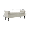 Beige Upholstered Storage Bench Linen & Cotton, Tufted Design with Pillows