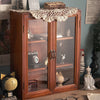 Retro Wood Storage Cabinet Cupboard Desktop Standing Wall Hanging Box Clear Door