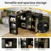 Multifunctional Storage Cabinet Kitchen Island with 360°Rotating Bar Table Black