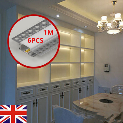 6 Pack LED Aluminium Channel Profile Extrusion Diffuser Strip Lights Cover 1M