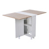 Drop Leaf Table Folding Dining Table With Mobile Wheels & Hidden Storage Shelf